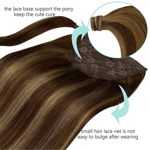 HUMAN HAIR Rooted Mixed Brown Ponytail Extension 22in 90g - Picture 9 of 15